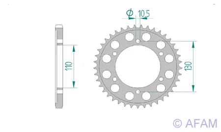 Kettenrad Teilung 525 Zähne 44 Alu-A-13815-44