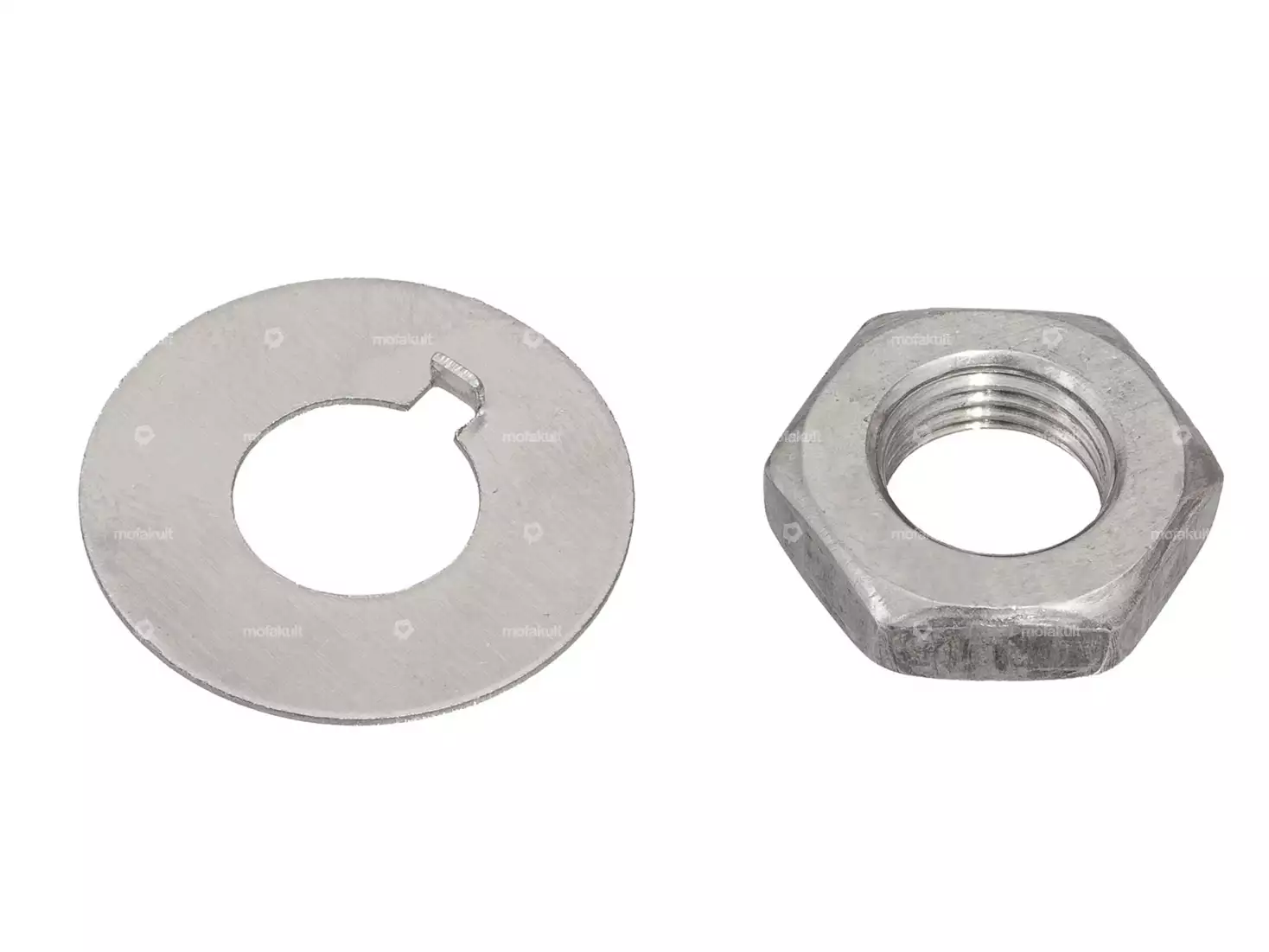 swiing® revival Ritzelbefestigung M10x1 (Mutter & Scheibe) Inox | Sachs 502, 50/2