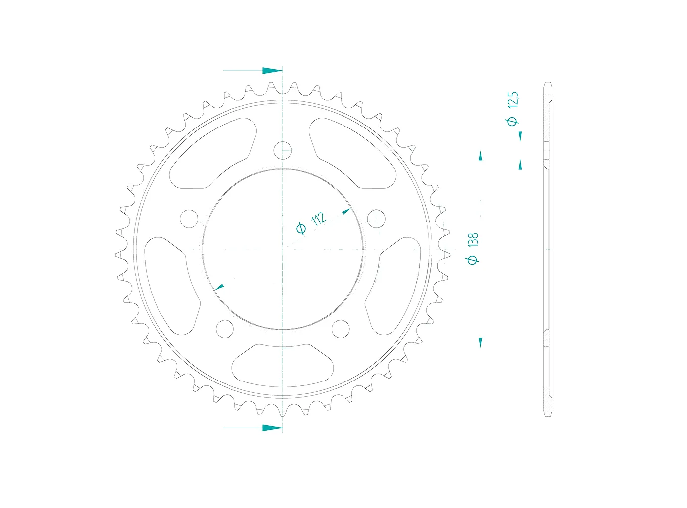 Kettenrad, 45 Zähne, Teilung 520 für Honda Hornet 750 ABS, Modelljahr 2023-