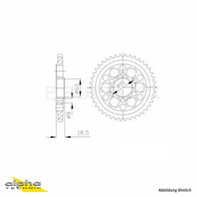 Alu Kettenrad Ducati Z-43 einteilig