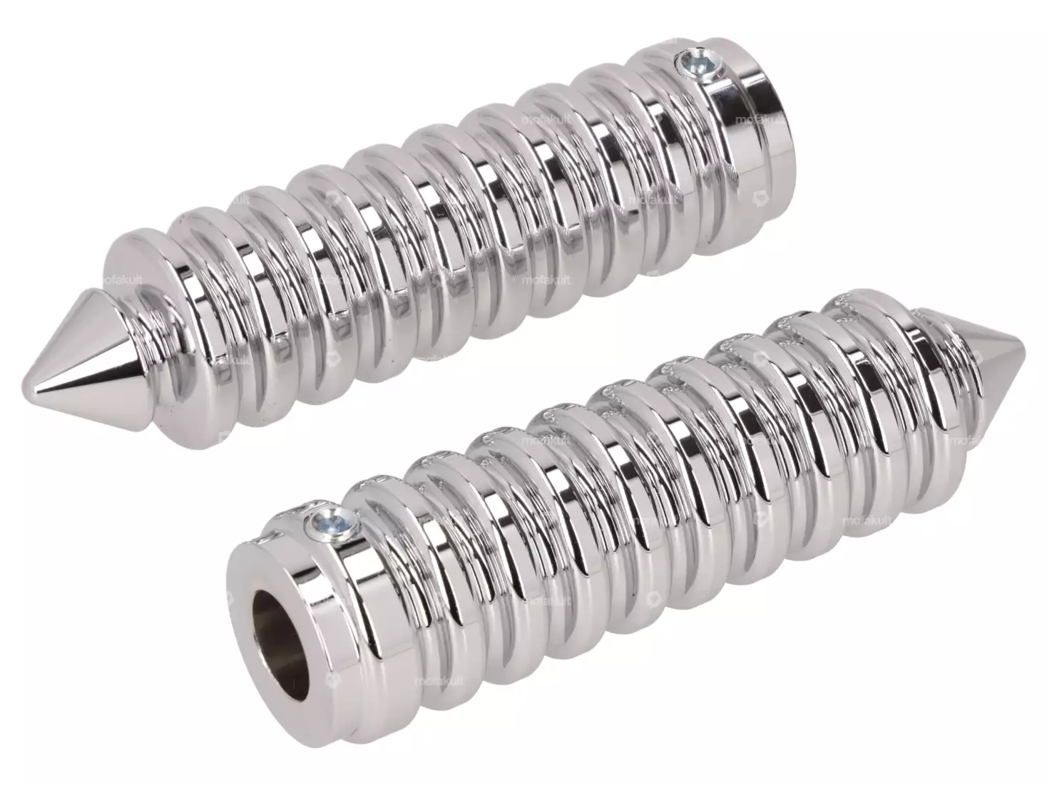 66HEROES Fussrasten gerillt spitz Chrom