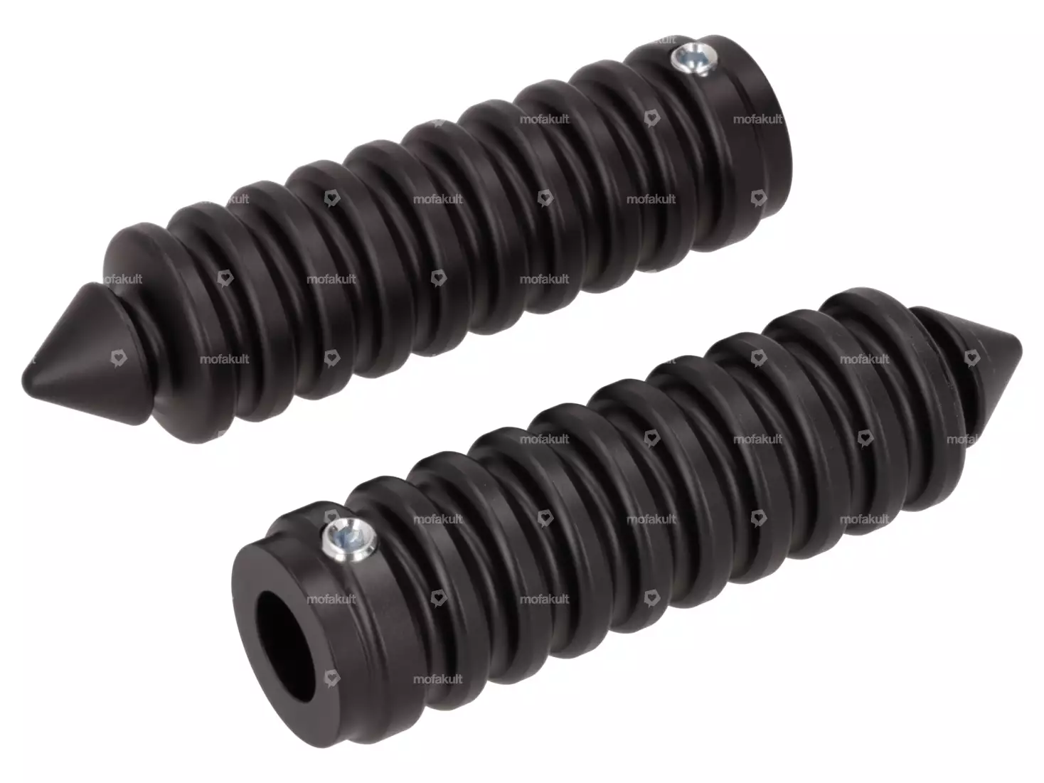 66HEROES Fussrasten gerillt spitz schwarz