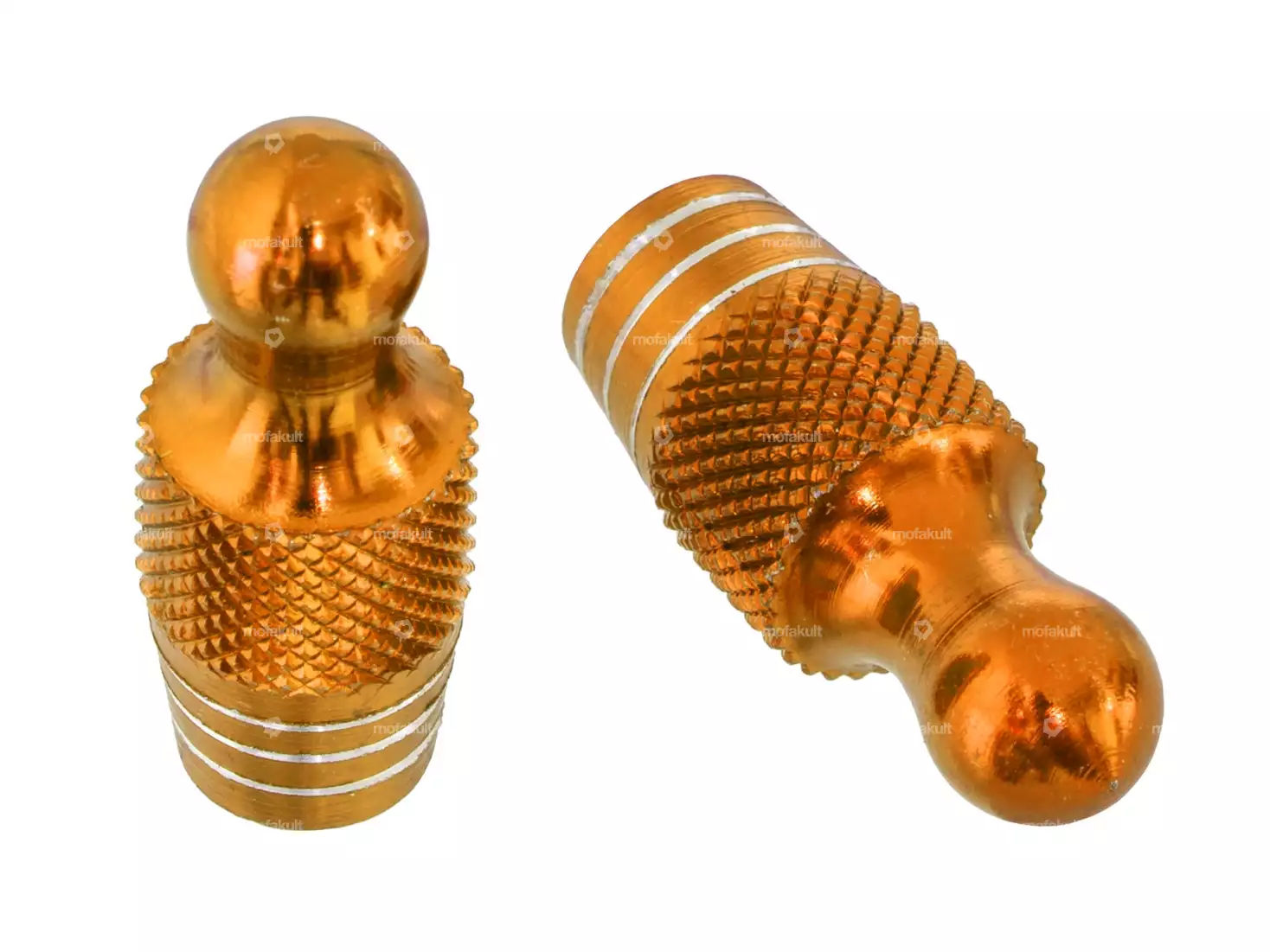 Ventilkappen Pin randriert gold