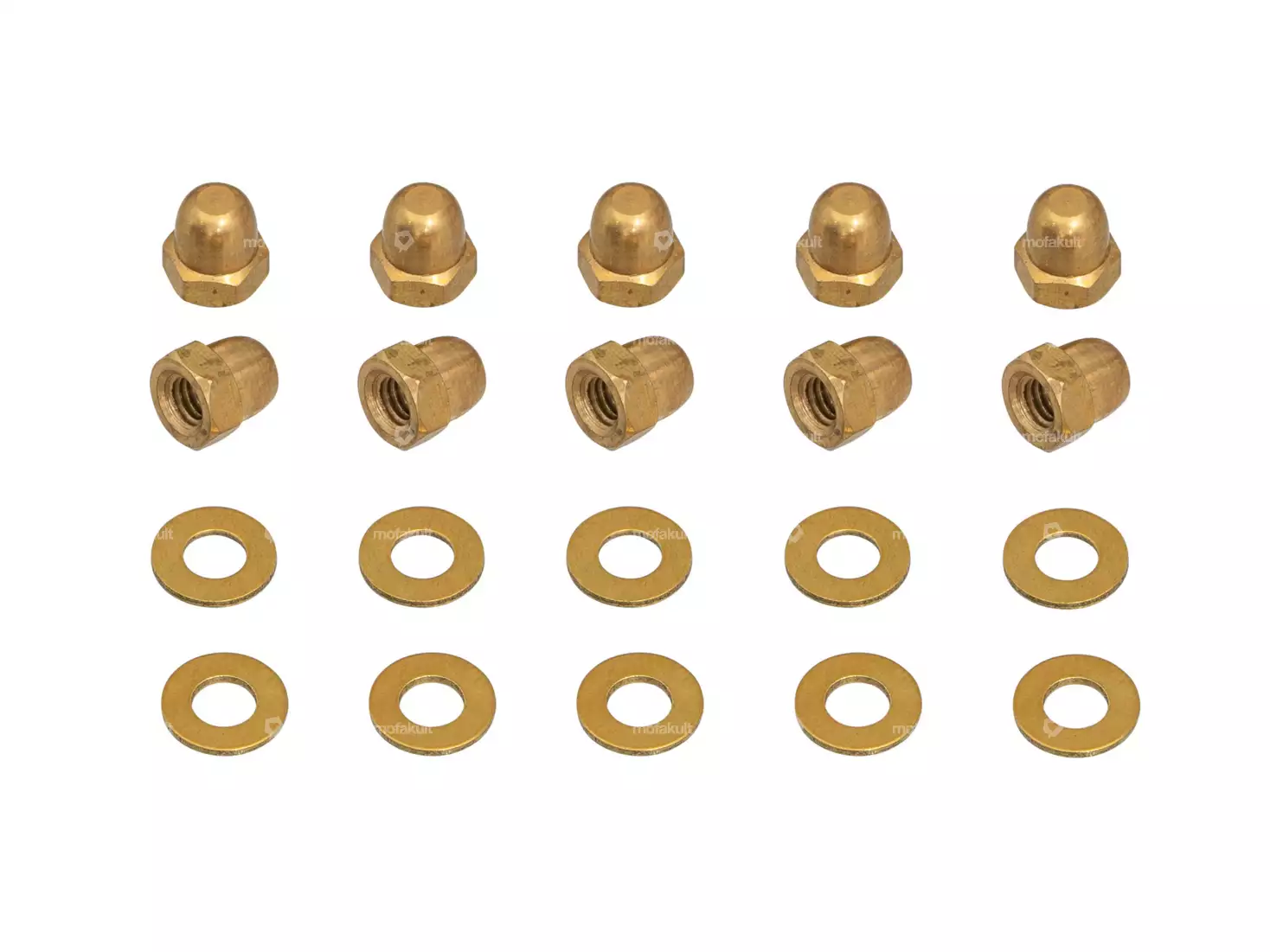 66HEROES M5 Hutmuttern & U-Scheiben-Set Messing (10 Stk.)