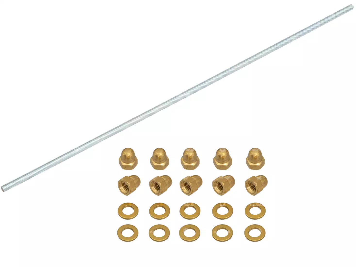 66HEROES Hutmutter mit U-Scheibe und Gewindestange-Set M4 - M10 Messing / Stahl