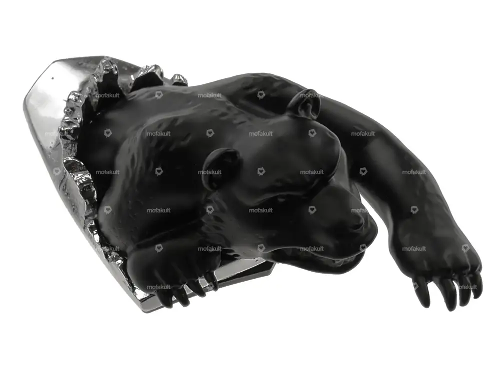 Zierfigur Hunting Bear gross Chrom / schwarz