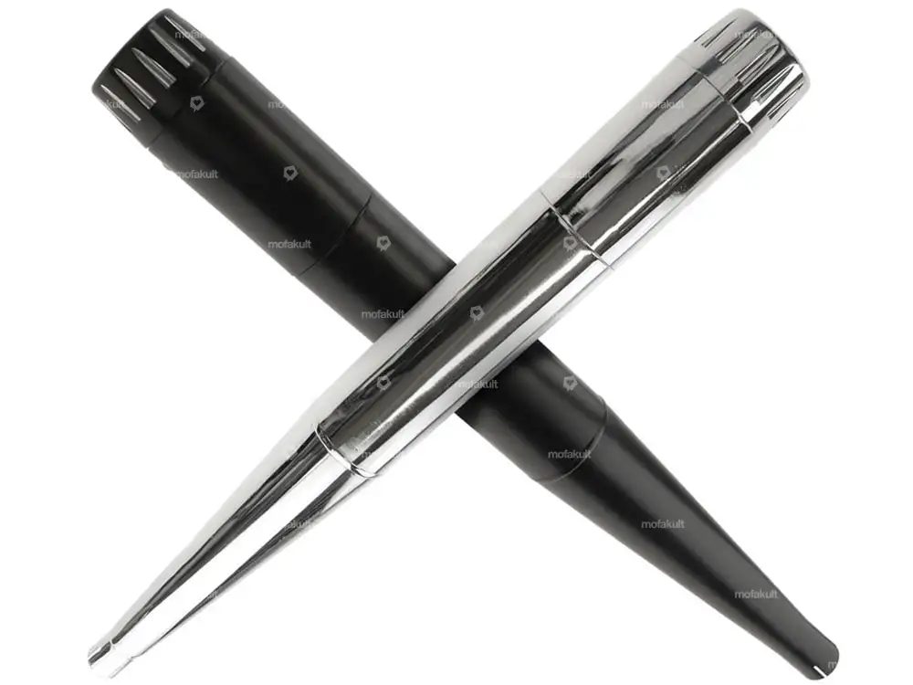 66HEROES Auspuff X-Pipe 28 mm Chrom / schwarz CNC Endstück