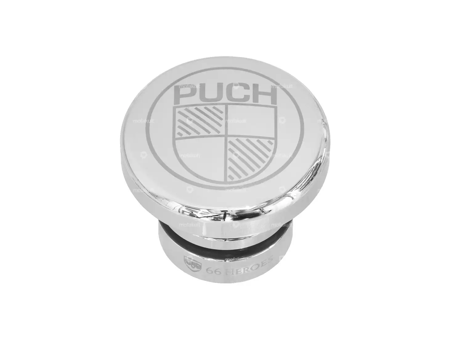66HEROES Tankdeckel «Puch» rund Alu Chrom | Puch Maxi