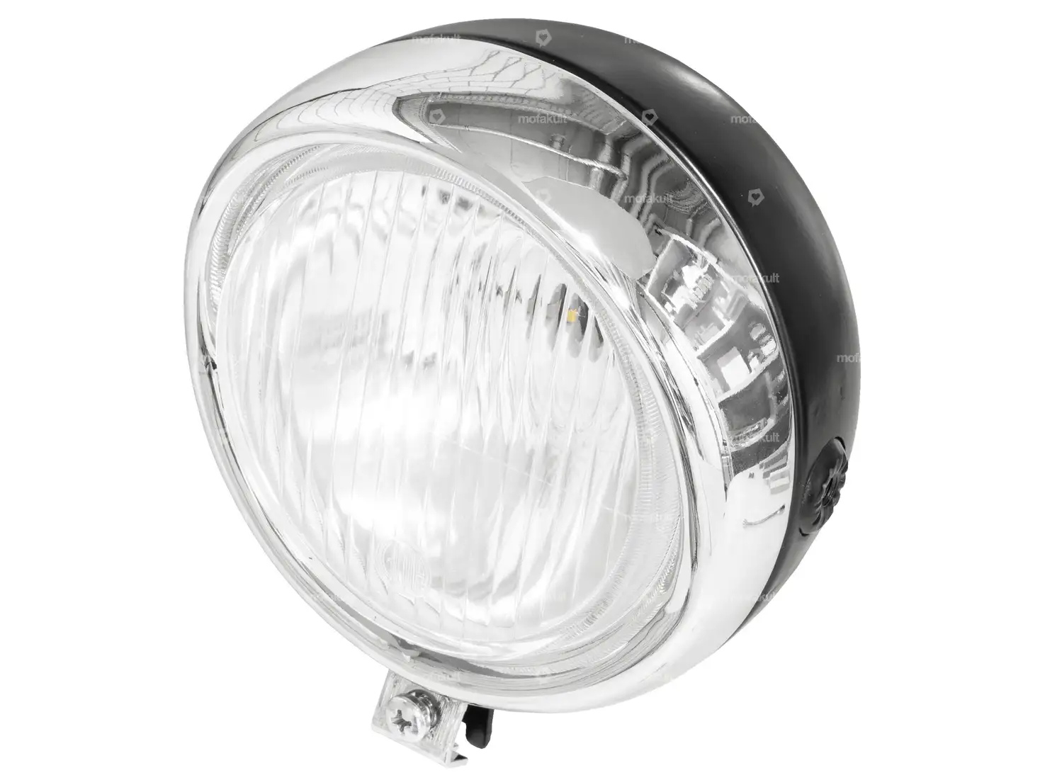 GUIA Scheinwerfer rund Ø 13 cm Chrom / schwarz (schmaler Spoiler)