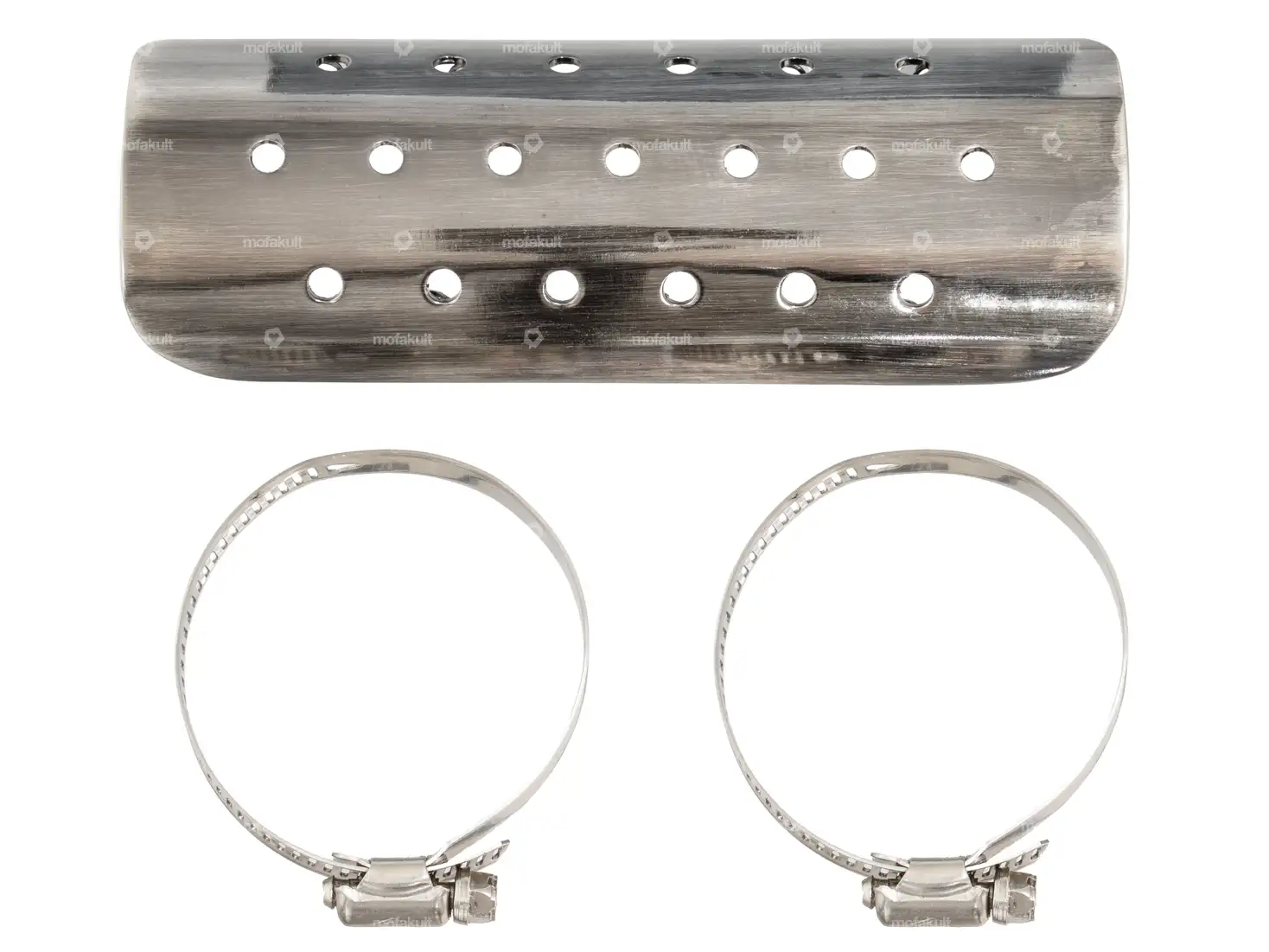 Auspuff Hitzeblech Löcher Stahl gebürstet (150 mm)