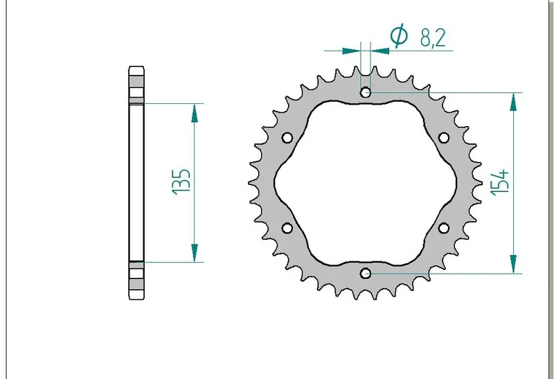 Kettenrad Teilung 520 Zähne 37 Alu für PCD1098-A-51804-37