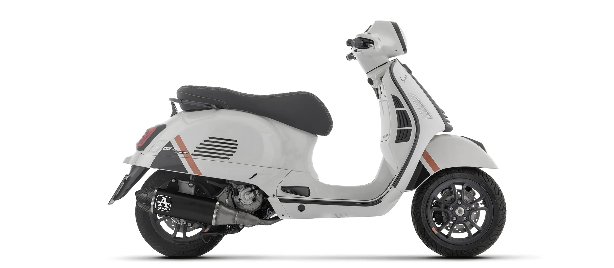ARROW Auspuff DARK URBAN für Vespa GTS310 2025-, Aluminium schwarz mit Carbon Endkappe