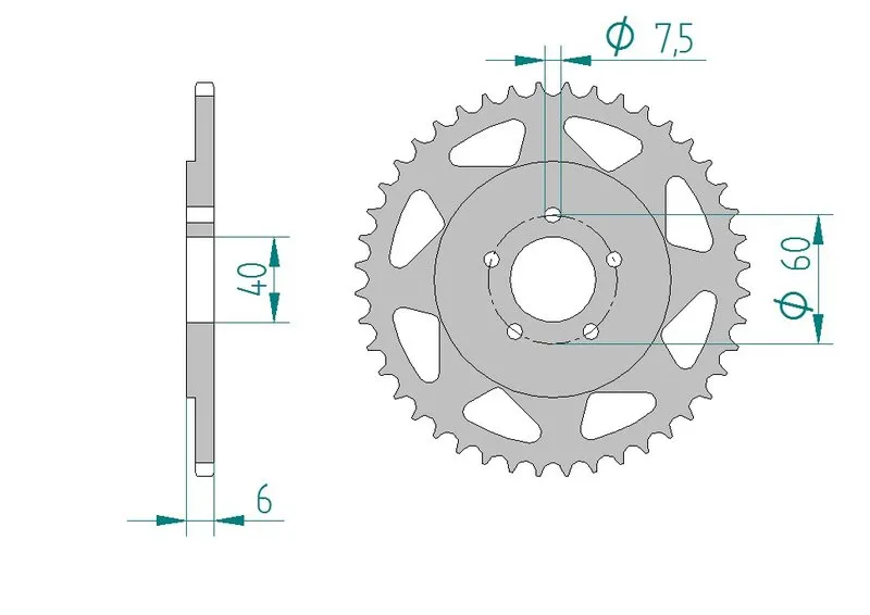 Kettenrad Teilung 415 Zähne 44 Alu-A-72103-44