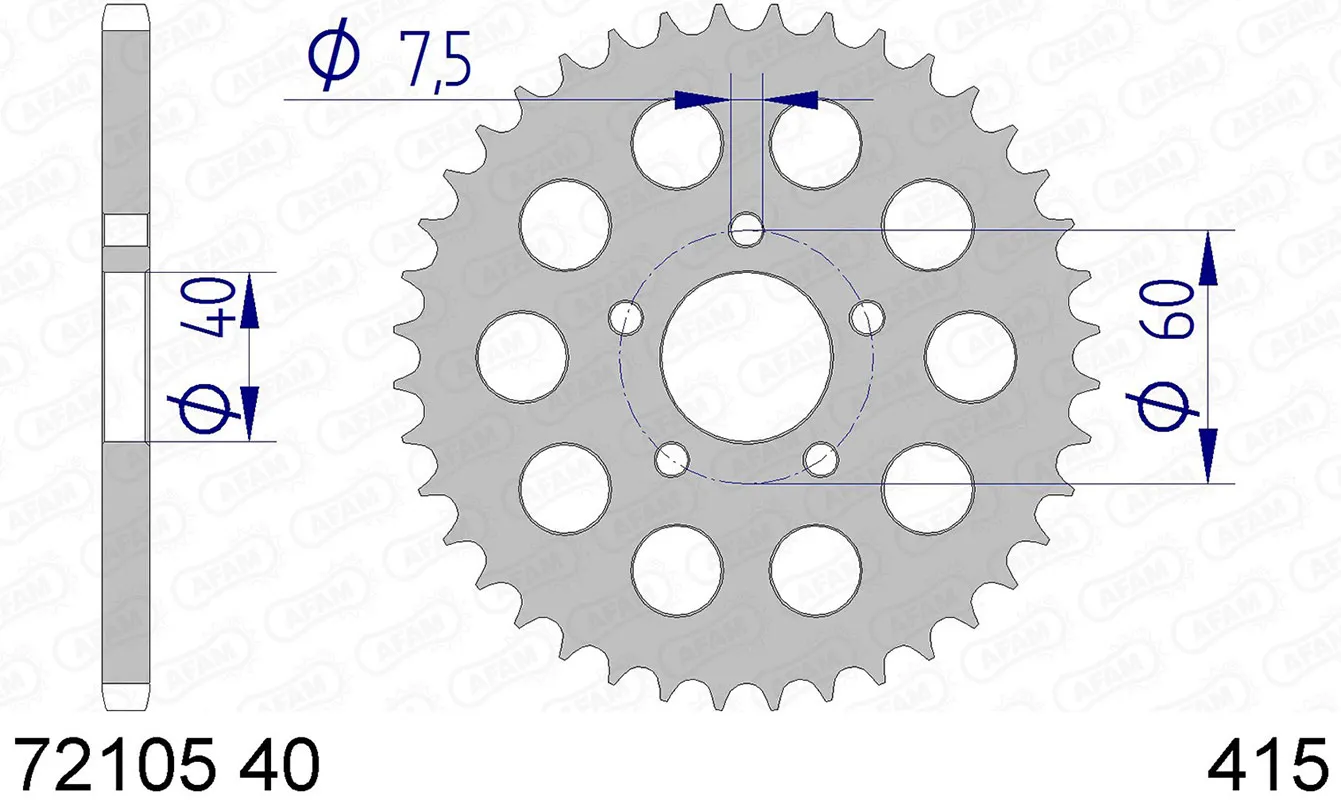 Kettenrad Teilung 415 Zähne 42 Alu-A-72105-42