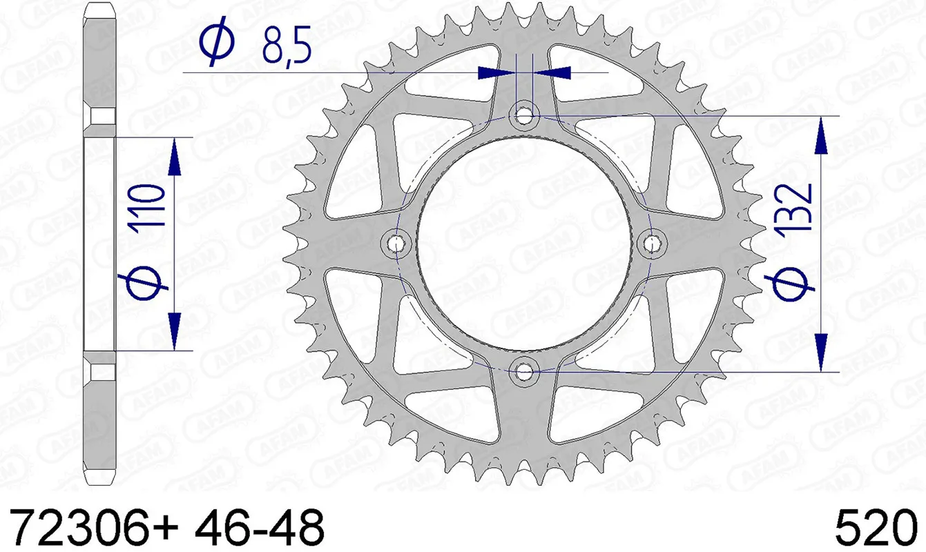 Kettenrad Teilung 520 Zähne 46 Alu Schlamm-A-72306SC-46