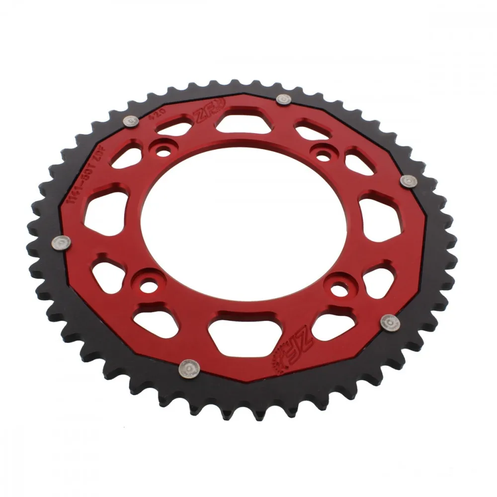 Kettenrad Teilung 420 Zähne 50 Alu-Dual rot ZF ZFD-1141-50-RED-104071014