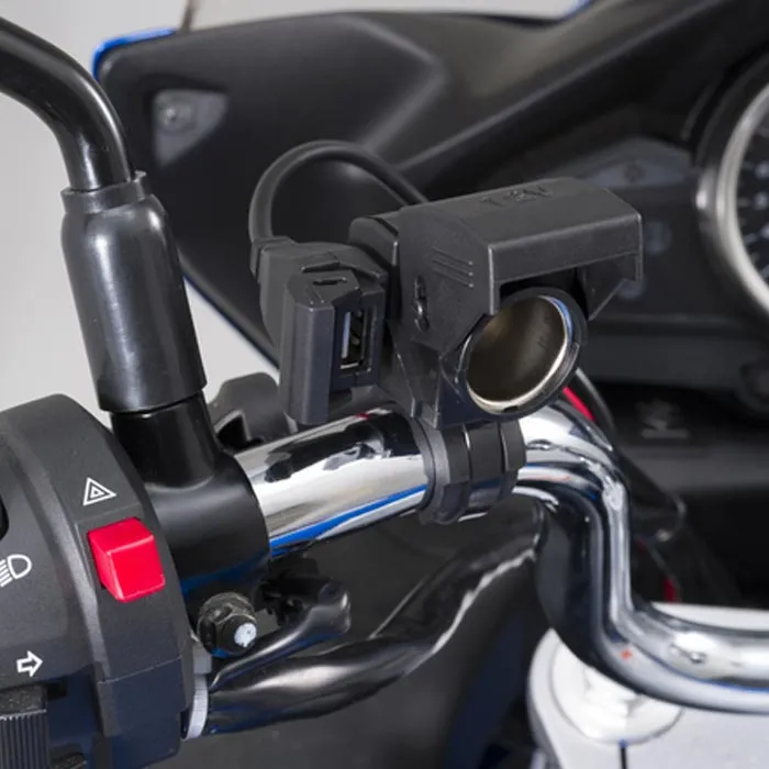 USB+Bordsteckdose Daytona Mix | 1/1-fach | 5V/2,1A 12V10A | 7/8 +1 Lenkerbefestigung | Kabel 120cm