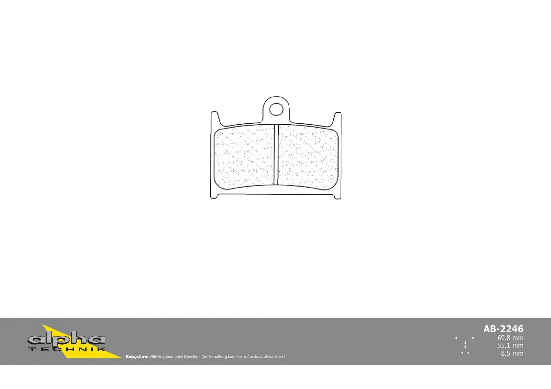 ALPHA TECHNIK Bremsbelag Racing ohne ABE für 1000ST MZ 1000 Speed Four 806LB TZ250 unbekannt GSX-R4