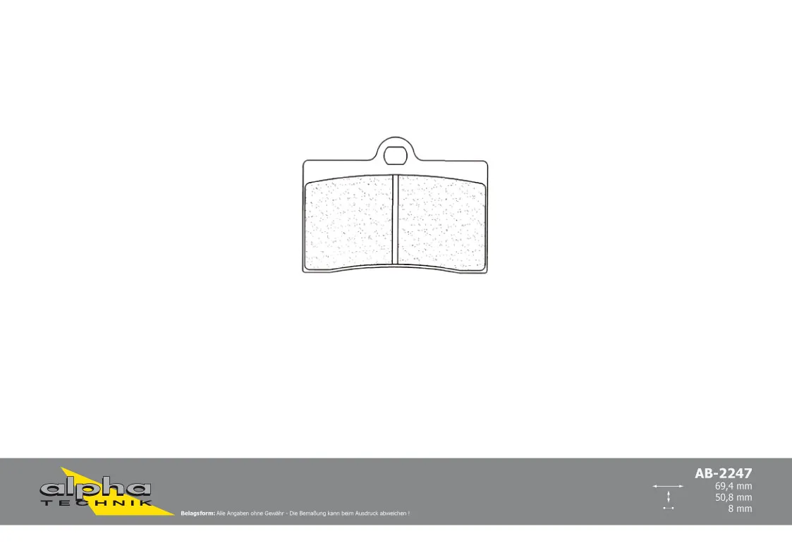 ALPHA TECHNIK Bremsbelag Racing ohne ABE für Street Scrambler SS Chief Vintage unbekannt 851 Strada