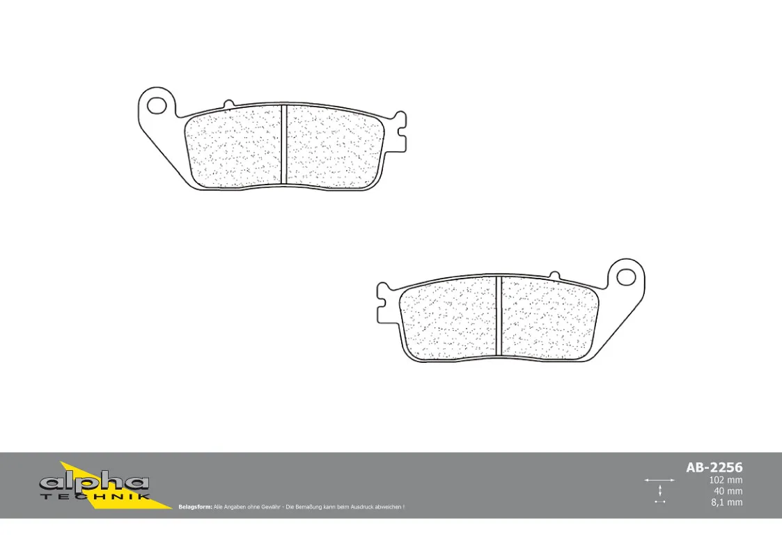 ALPHA TECHNIK Bremsbelag Racing ohne ABE für Bonneville 908MD GSF600 Bandit GN77B GL1500 Valkyrie F