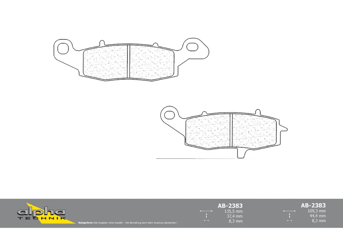 ALPHA TECHNIK Bremsbelag Racing ohne ABE für VN1500 Classic Tourer VNT50G DL650 V-Strom XT C7