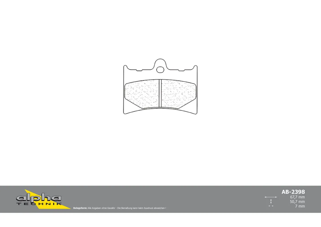 ALPHA TECHNIK Bremsbelag Racing ohne ABE für RS125 SF Freestyle 125 unbekannt BX125 Quota 1000 ie KB
