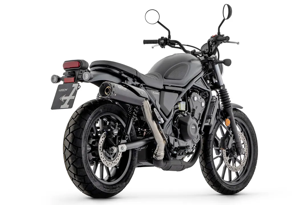 ARROW Auspuff REBEL Sip-On Edelstahl schwarz mit schwarzer Aluminium-Endkappe für Honda CL500 Modell