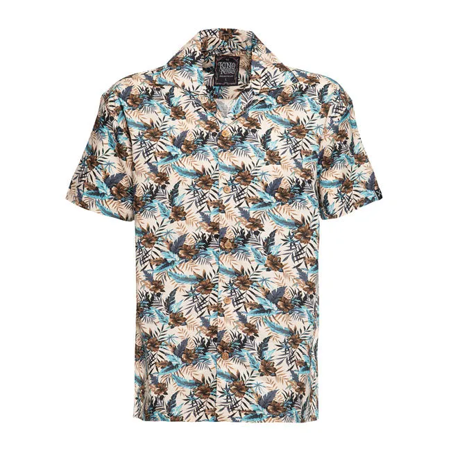 König Kerosin Hawaii AOP Hemd Beige