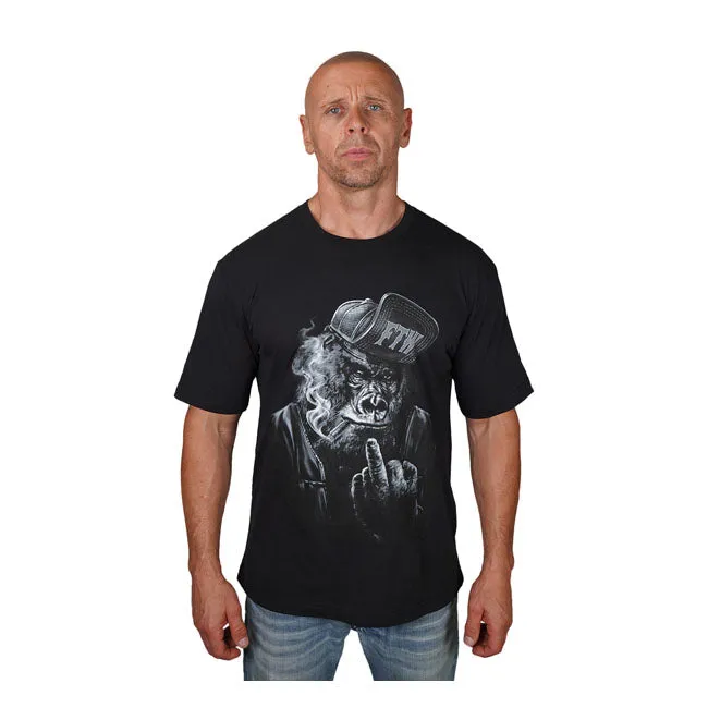 Lethal Threat Mittelfinger Gorilla T-Shirt Schwarz