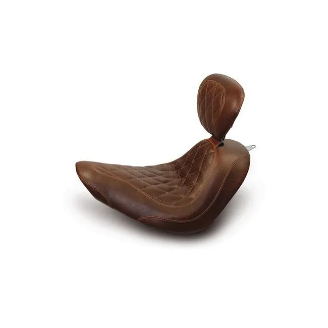 Mustang Wide Tripper Solo Sitz mit Rückenlehne Brown Diamond Softail 84-17